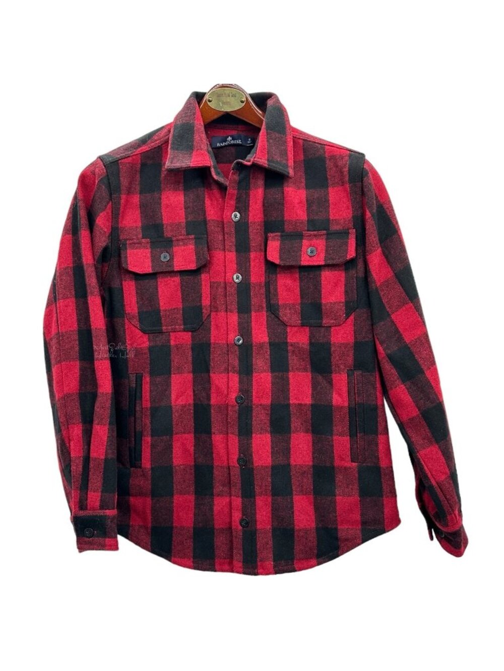 Rainforest Red Buffalo Plaid Button-Up Flannel Shirt Size Small